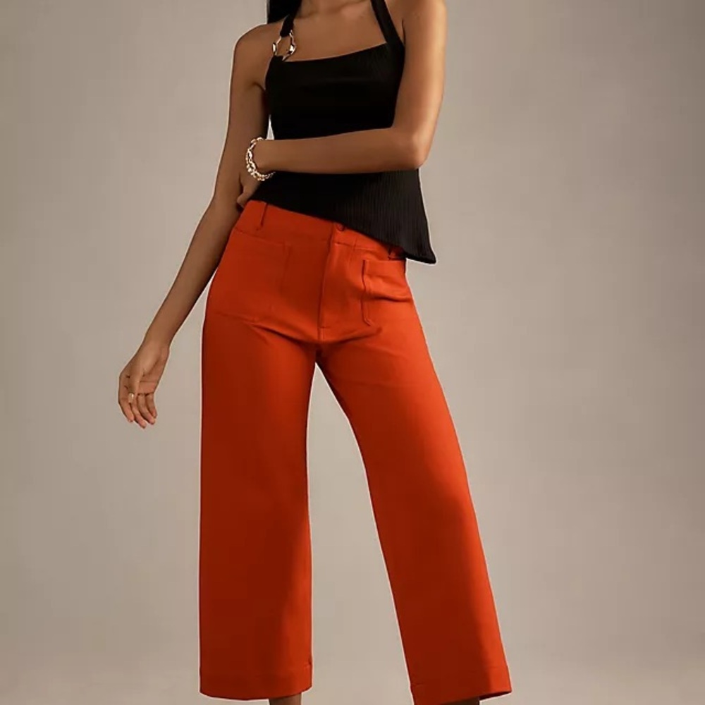 The Collette cropped linen wide leg pants Maeve by Anthropologie